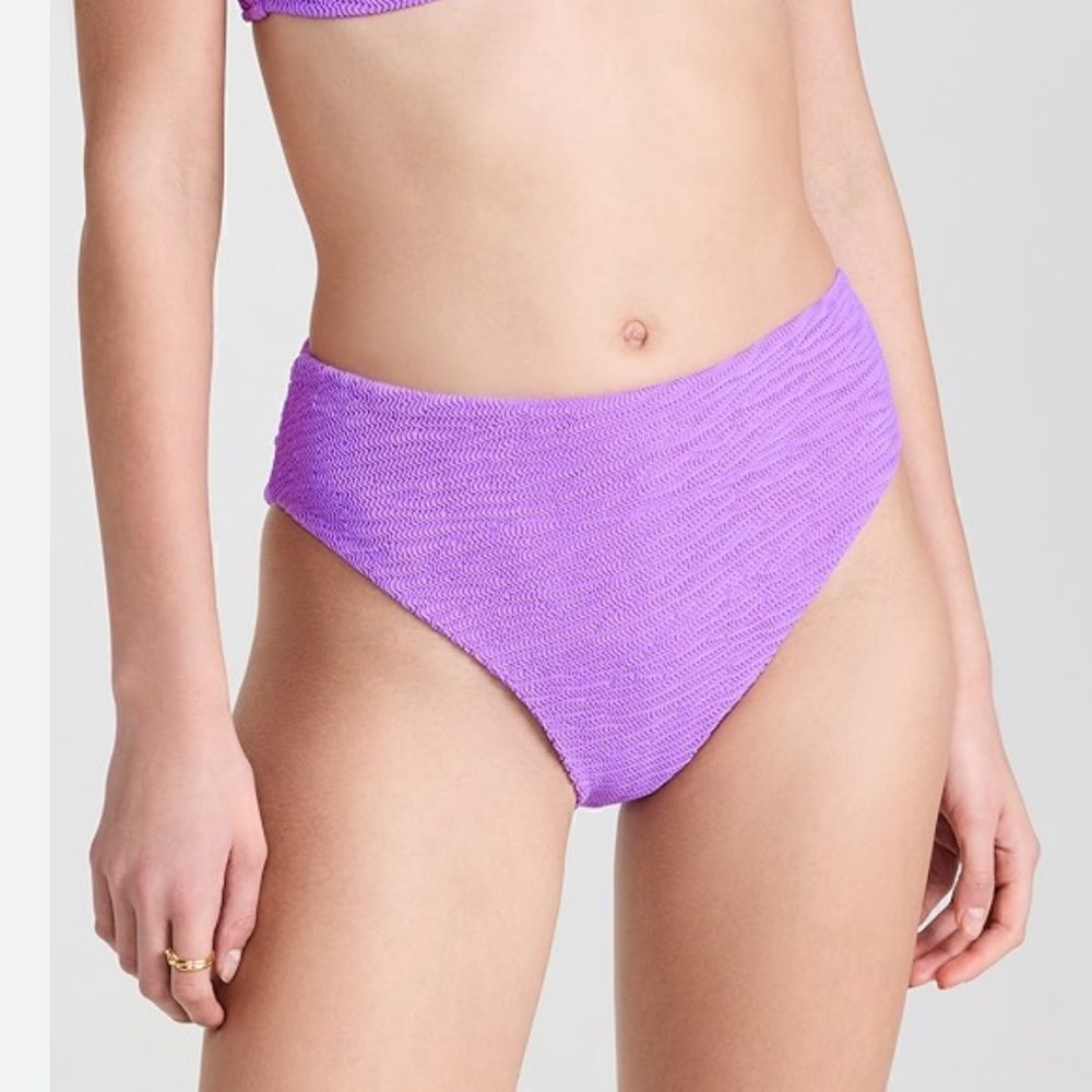 Jonathan Simkhai Melonie Bikini Bottom textured lilac purple swimsuit Sz L New